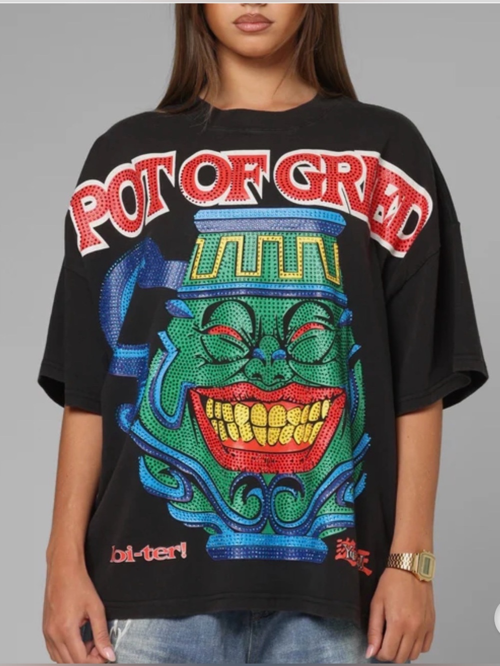 LOITER X YU-GI-OH! POT OF GREED RHINESTONE T-SHIRT